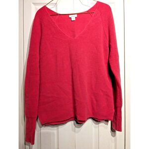 Sundance Sweater Womens‎ Small Pink 100% Cashmere V Neck Ribbed Knit Pullover